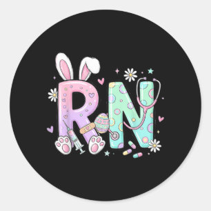 RN Easter Bunny Nurse Registered Nursing Medical Classic Round Sticker