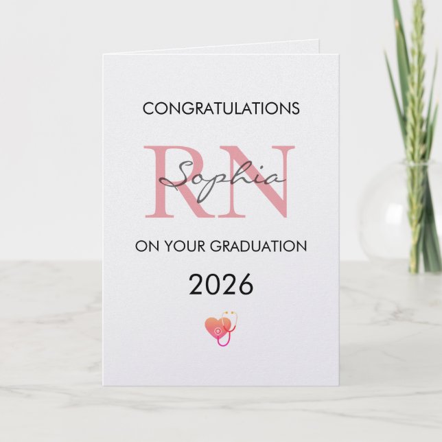RN Graduation Personalized Name Class of 2026 Card (Front)