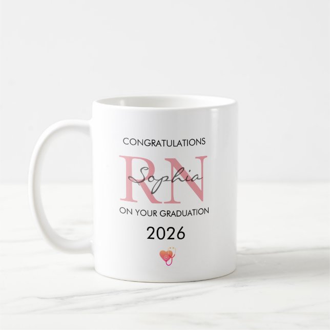 RN Graduation Personalized Name Class of 2026 Coffee Mug (Left)