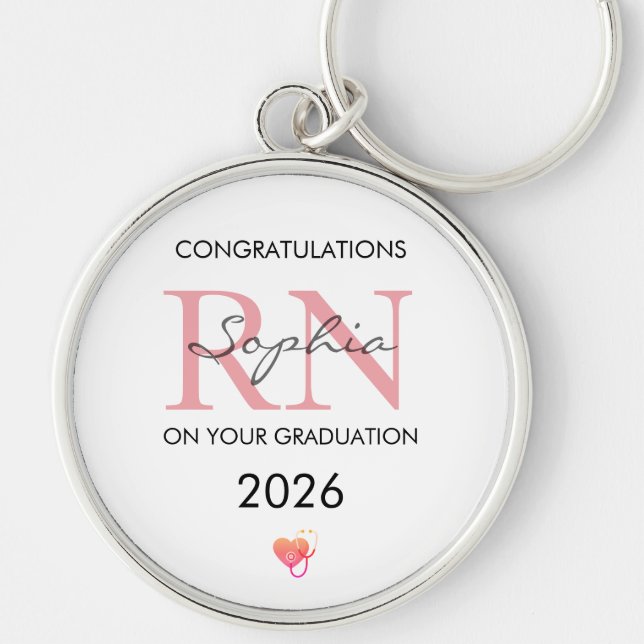 RN Graduation Personalized Name Class of 2026 Keychain (Front)