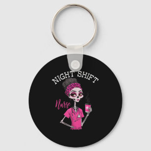 Rn Icu Night Shift Nurse Skeleton  Keychain