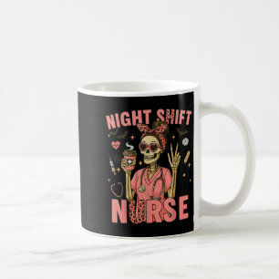 Rn Icu Nurse Skeleton Night Shift Halloween Tee  Coffee Mug
