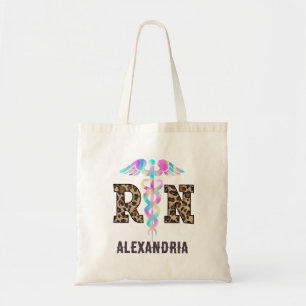 "RN" in Leopard Print- Colourful Medical Logo Tote Bag