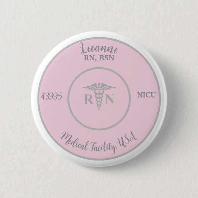 RN Logo, Pink ID Button (Front)