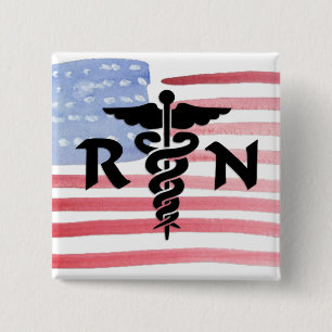 RN Medical Symbol 2 Inch Square Button
