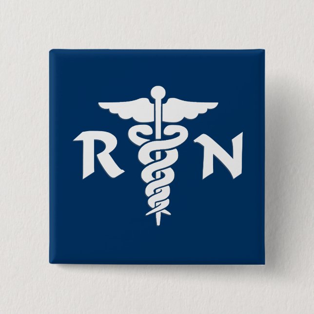 RN Medical Symbol 2 Inch Square Button (Front)