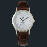 RN Monogram Blue|White Face Nurse Watch<br><div class="desc">An elegant blue and white watch, with a medical caduceus symbol and a spot for your gift recipient's name and last name monogram. A great gift for anyone who is a nurse, recent nursing graduate, or any proud member of the medical community. This watch contains a white face along with...</div>
