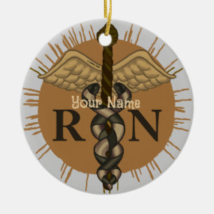 RN Nurse Caduceus Ceramic Ornament