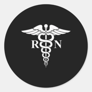 Rn Nurse Caduceus Medical Symbol Nursing Logo Gift Classic Round Sticker