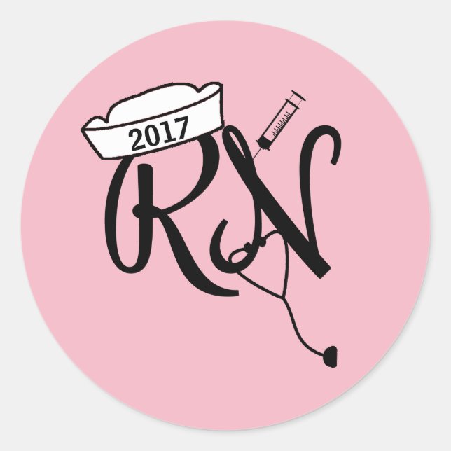 RN nurse graduation envelope seal or favour sticke (Front)