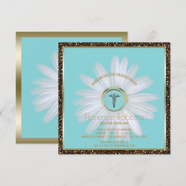 RN Nurse Graduation Party | Daisy Pinning Ceremony Invitation (Front/Back)