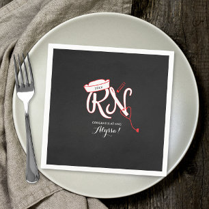 RN nurse graduation party decor, red chalkboard Napkin
