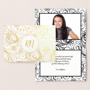 RN nurse graduation thank you note photo + message Foil Card