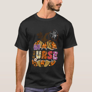 RN Nurse Halloween Pumpkin Leopard Registered Nurs T-Shirt