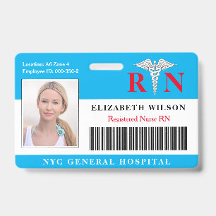 RN Nurse   Hospital Medical Employee Photo ID Badge