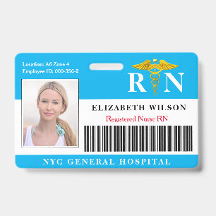 RN Nurse   Hospital Medical Employee Photo ID Badge