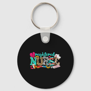 Rn Nurse Leopard Print Registered Nurse Nursing Sc Keychain