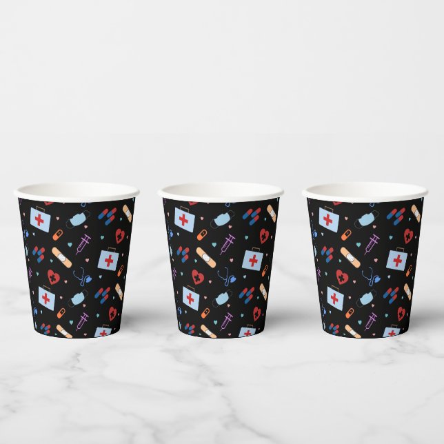 RN Nurse Nursing Student | Doctor Medical Pattern Paper Cups (Multi)