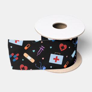 RN Nurse Nursing Student   Doctor Medical Pattern Satin Ribbon
