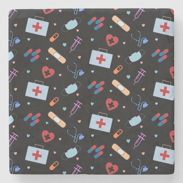 RN Nurse Nursing Student | Doctor Medical Pattern Stone Coaster (Front)