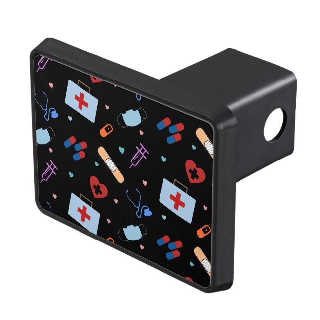 RN Nurse Nursing Student | Doctor Medical Pattern Trailer Hitch Cover (Top Right)