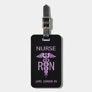 RN Nurse - Purple and Black Luggage Tag