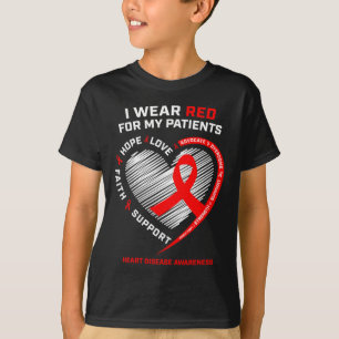 Rn Nurses I Wear Red Heart Disease Awareness T-Shirt
