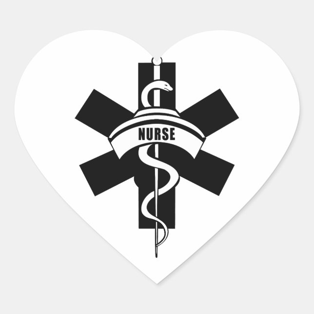 RN Nurses Medical Symbol Heart Sticker (Front)