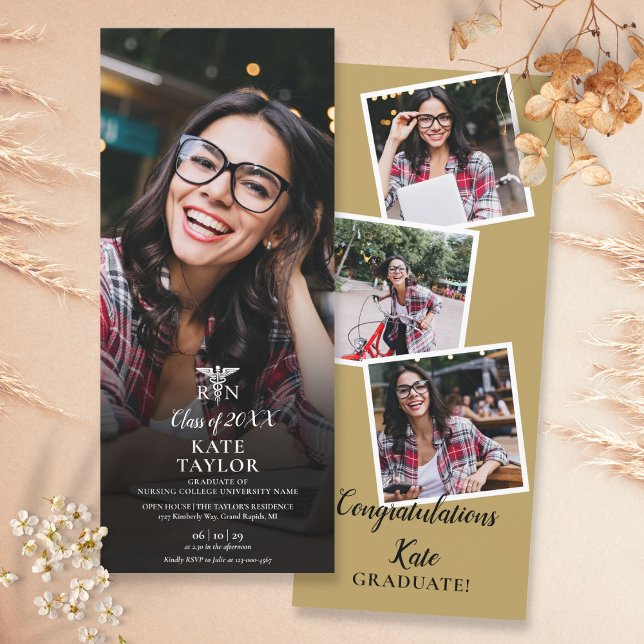 RN Nursing 4 Photo Collage Graduation Party Invitation (Creator Uploaded)