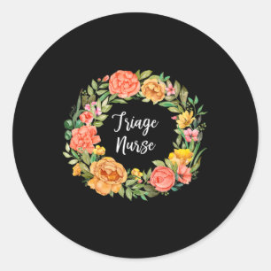 Rn Nursing Medical Professional Floral Triage Nurs Classic Round Sticker
