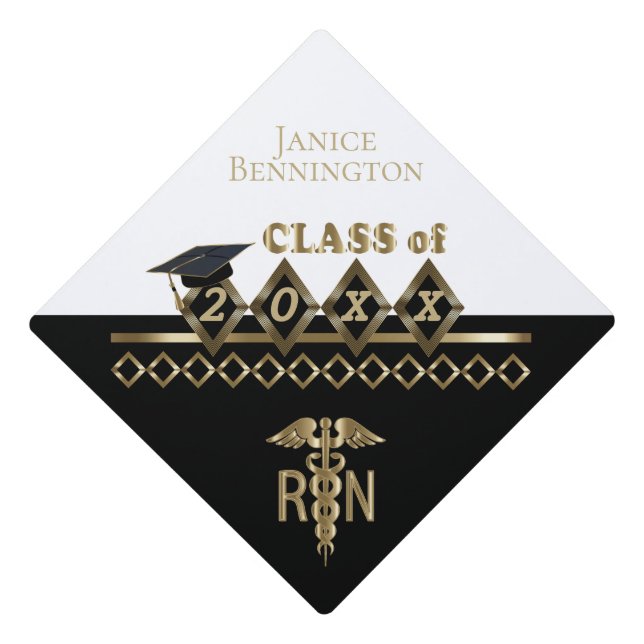 RN Nursing School Graduate Graduation Cap Topper (Front)