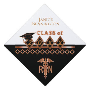 RN Nursing School Graduate - Orange Graduation Cap Topper