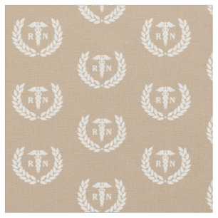 RN Nursing School Graduation Pattern Beige Fabric
