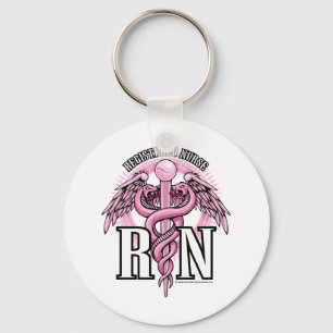 RN Pink Caduceus Keychain