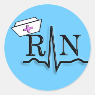 RN QRS Nurse Cap Design Classic Round Sticker