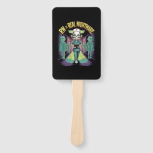 RN = Real Nightmare Halloween Nurse Hand Fan