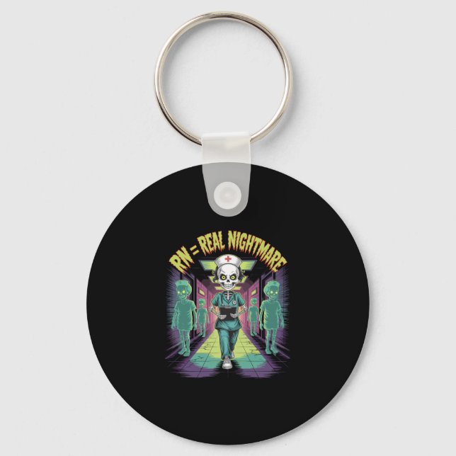 RN = Real Nightmare Halloween Nurse  Keychain (Front)