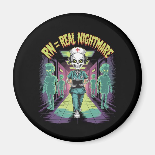 RN = Real Nightmare Halloween Nurse  Magnet (Front)