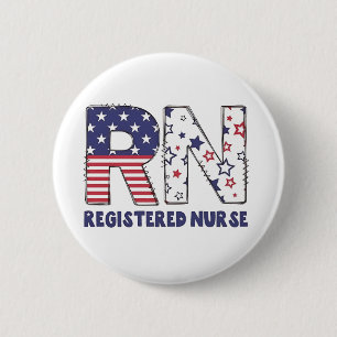 RN Registered Nurse 4th of July Subtle American 2 Inch Round Button