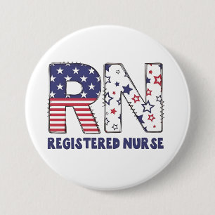 RN Registered Nurse 4th of July Subtle American 3 Inch Round Button
