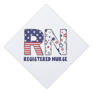 RN Registered Nurse 4th of July Subtle American Graduation Cap Topper