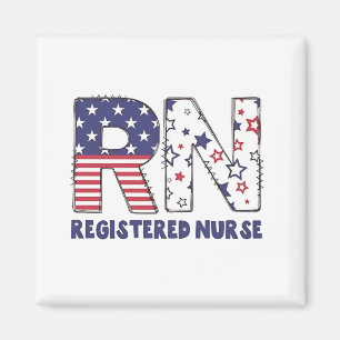 RN Registered Nurse 4th of July Subtle American Magnet