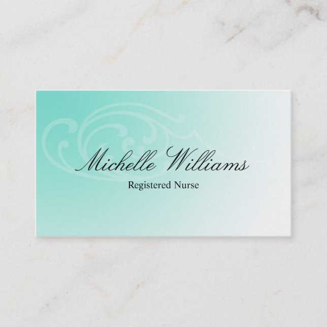 RN Registered Nurse Aqua Business Cards (Front)