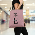 RN Registered Nurse Blush Pink Monogram Tote Bag<br><div class="desc">Personalize the monogram and name on this elegant RN registered nurse design. Designed by Thisisnotme©</div>