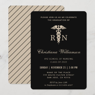 RN Registered Nurse Caduceus Minimalist Graduation Invitation