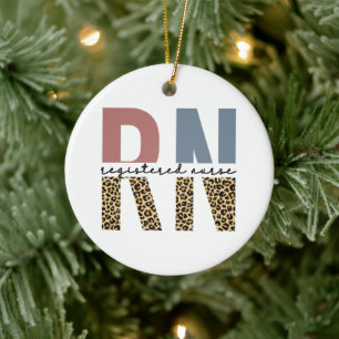 RN Registered Nurse Cheetah Print Nurse Graduation Ceramic Ornament