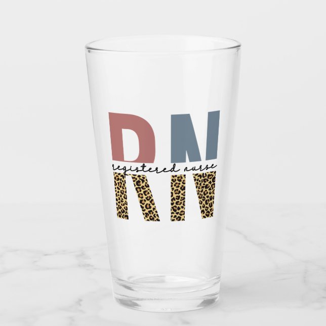 RN Registered Nurse Cheetah Print Nurse Graduation Glass (Front)