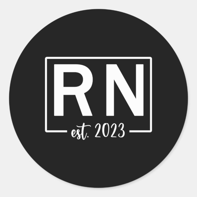 Rn Registered Nurse Est 2023 New Nurse Classic Round Sticker (Front)