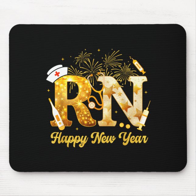 Rn Registered Nurse Happy New Year 2026 Fireworks  Mouse Pad (Front)
