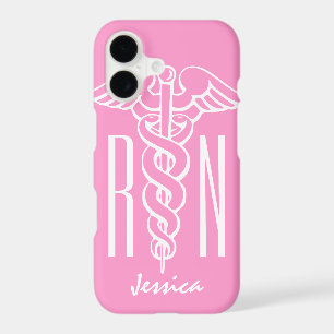 RN Registered Nurse iPhone 17 case Pink caduceus